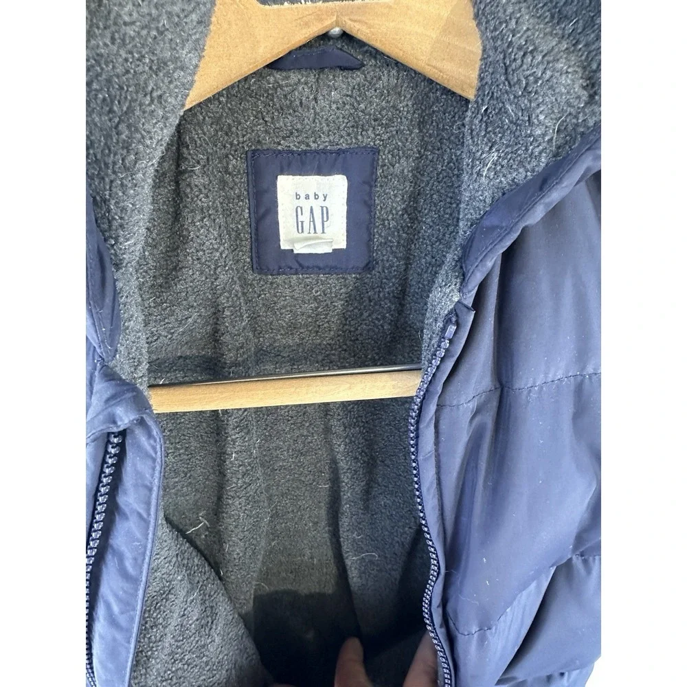 baby Gap Duck Down SnowSuit Hooded Blue Sz 12-18 months
